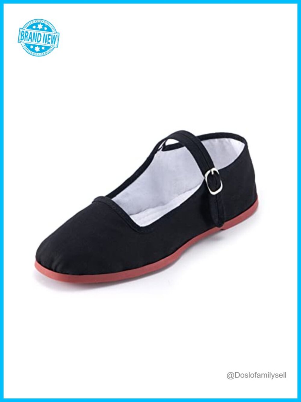 Classic China Flats Mary Janes Cotton Lining Rubber Sole Square Toe